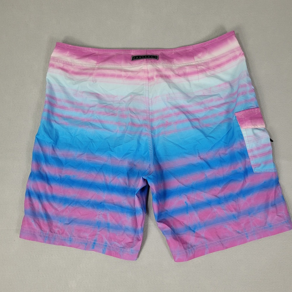 Oakley Board Shorts Swim Trunks Men's 40 Pink Blue Tie Dye 9" Inseam Drawstring - Picture 4 of 11